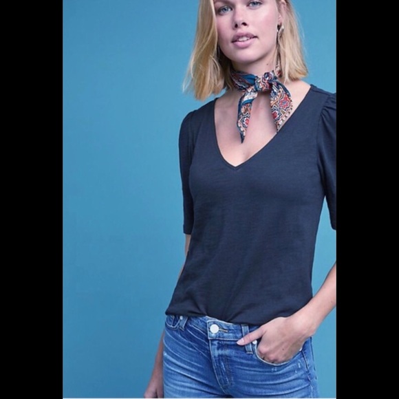 Anthropologie meadow rue blue bow back top - Picture 3 of 5